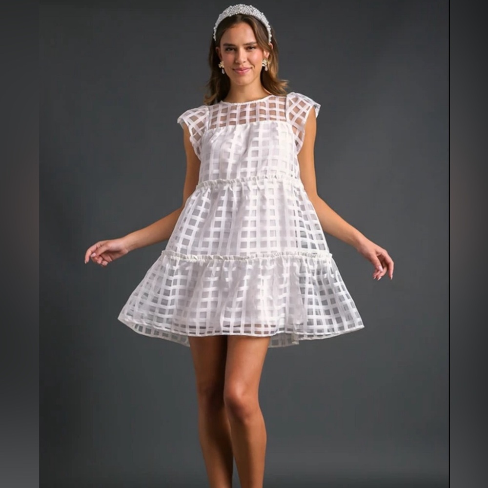 Basketweave Organza Tiered Dress